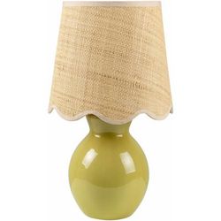 Salgareda 15"H x 8"W x 8"D Cottage Green/Beige/Translucent Table Lamp - Boutique Rugs