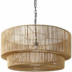 Goldingen 25"L x 25"W x 83"H Rustic Straw Pendant - Boutique Rugs