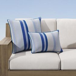 Solita Stripe Indoor/Outdoor Pillow - Cobalt, 20" x 20" Square Cobalt - Frontgate