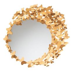 Tauriel Modern Glam And Luxe Antique Goldleaf Metal Butterfly Accent Wall Mirror by Baxton Studio in Gold