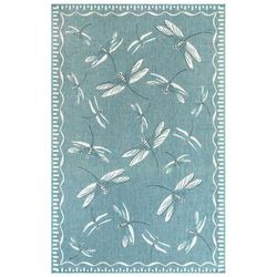 Liora Manne Carmel Dragonfly Indoor/Outdoor Rug by Trans-Ocean Import in Aqua (Size 4'10"X 7'6")