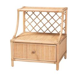 Lalo Modern Bohemian Natural Brown Rattan 1-Drawer Nightstand by Baxton Studio in Natural Brown Rattan