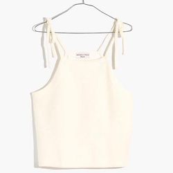 Madewell Tops | Madewell Women's Cream Texture & Thread Tie Shoulder Top / M | Color: Cream | Size: M