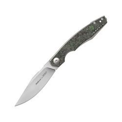 Viper Belone Linerlock Folding Knife 3.25in Satin Bohler M390 Stainless Blade Green Dark Matter Carbon Fiber Titanium Handle Boxed V5970TIFCV