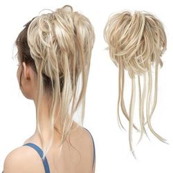 Messy Bun Hair Piece For Women Super Long Tousled Updo Scrunchies Synthetic Wavy Curly Ponytail Extension Chignon Hair Accessories