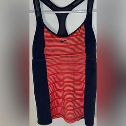 Nike Tops | Ladies Nike Racerback Tank M Blue/Coral Tennis Golf Running | Color: Blue/Orange | Size: M