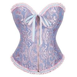 Rococò Punk Gotico Medievale Corsetto Overbust Biancheria intima Bustino Chiusura lampo 12 ossa di plastica Costume Per donna Reale Matrimonio Ospite di nozze Carnevale di Venezia Adulti Corsetto