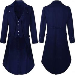 Punk Gotico Medievale Steampunk Cappotto Smoking Trench Ebenezer Scrooge Dickens Vampiro Elfo Mago Costume Per uomo Stile Steampunk Natale Halloween Mascherata Performance Adulti Cappotto