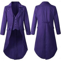 Punk Gotico Medievale Steampunk Cappotto Smoking Trench Ebenezer Scrooge Dickens Vampiro Elfo Mago Costume Per uomo Stile Steampunk Natale Halloween Mascherata Performance Adulti Cappotto