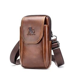 borsa a tracolla a tracolla in pelle marrone vintage - ideale per telefono e carte, design compatto con tasche sicure, perfetta per l'uso quotidiano