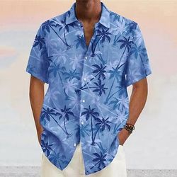 Per uomo Albero di cocco Piante tropicali Camicia Camicia hawaiana Camicia Aloha Maniche corte Camicia Collo ripiegabile Di tendenza Originale Informale Esterno Strada Informale Giallo Rosa Vino S M L