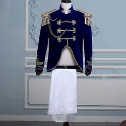 Cappotto Pantalone Retrò Vintage Medievale Cappotto Pantaloni Abiti Principe Aristocratico Tinta unita Tuta / Completo Pantalone Costume Per uomo Feste Carnevale di Venezia Adulti Cappotto Pantaloni