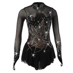 Vestito da pattinaggio artistico Per donna Da ragazza Pattinaggio sul ghiaccio Vestiti Completi Rosa baby Lilla Nero Elevata elasticità Competizione Vestiti da pattinaggio sul ghiaccio Fatto a mano
