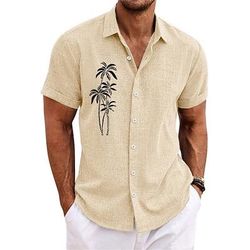 Per uomo Albero di cocco Piante tropicali Camicia Camicia hawaiana Camicia Aloha Maniche corte Camicia Collo ripiegabile Di tendenza Streetwear Originale Esterno Strada Informale B H I S M L