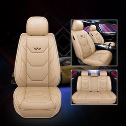 Set Completo di 5 Sedili di Lusso Universale in PU Pelle 5D Copertura per Sedile Anteriore Auto Impermeabile Tappetino Protettore per Sedile Traspirante