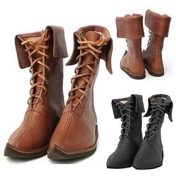Retrò Vintage Medievale Rinascimento Scarpe Mascherata Cosplay Vichingo Crociato Costume Per uomo Unisex Celtico Costumi da pirata Carnevale Halloween Mascherata Scarpe
