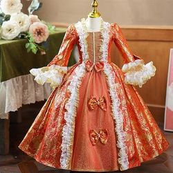 Gotico Rococò Ispirato al vintage Vestito Costume da festa Mascherata Principessa Shakespeare Tinta unica Abito da ballo Costume Ragazze Reale Halloween Carnevale Giornata universale dell'infanzia