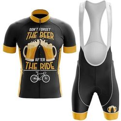 Per uomo Maglia da ciclismo con pantaloncini con bretelle Manica Corta Mountain Bike MTB Ciclismo su strada Estate Primavera Nero Rosso Blu Reale Grafico Divertente Bikes And Beer Riding Club