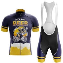 Per uomo Maglia da ciclismo con pantaloncini con bretelle Manica Corta Mountain Bike MTB Ciclismo su strada Estate Primavera Nero Rosso Blu Reale Grafico Divertente Bikes And Beer Riding Club