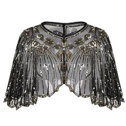 Scialle Retrò Anni Ruggenti Anni 1920 Sciarpe da flapper Normale Il grande Gatsby Charleston Invitato al matrimonio Paillettes Geometrico Linea ad A Capo Costume Per donna Natale Carnevale Capodanno