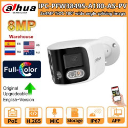 Dahua 8MP Bullet Camera 2x4MP IPC-PFW3849S-A180-AS-PV TiOC Duo Splicing Fixed-focal WizSense CCTV Surveillance Two-way Talk