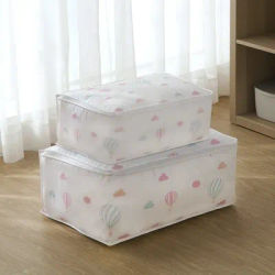 Hot Sale Foldable Quilt Storage Bag Feather Print Home Clothes Quilt Pillow Blanket Storage Bag Travel Luggage Organizer Bag 1pc