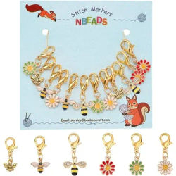 Plant Stitch Markers, Alloy Enamel Crochet Stitch Marker Charms Locking Stitch Marker DIY Handmade Gift for Knitting