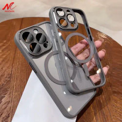 For iPhone 16 Pro Max Magsafe Case Luxuruy Transparent Acrylic Glass Camera Protector Cover for