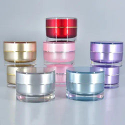 1PCS straight round bottle 10g15g20gPS acrylic cream bottle cosmetic plastic bottle packing box thick bottom face cream bottle