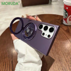 Rotating Gyro Fold Bracket Magnetic Phone Case for Samsung Galaxy S24 Ultra S24 S23 Ultar Plus Hollow Stand Ultra Thin PC Cover