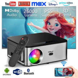 HORLAT 4K Video Projector WiFi 6 Bluetooth 5.1 1100ANSI Auto focus 6D Keystone Outdoor Projector Portable Home Video Projector