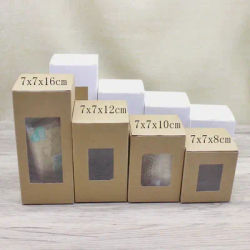 10 pcs corner window box 7x7x8/10/12/14/16cm paper packaging box, kraft paper gift candy wedding gift box