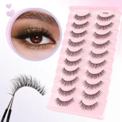 10 Pairs Natural False Eyelashes Manga Lashes 3D Natural Faux Mink Lashes Soft Fluffy Realistic Eyelash Extension Maquiagem