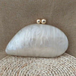 Nuovo ovale irregolare perla bianca scatola acrilica borsa da sera signore Designer di lusso festa