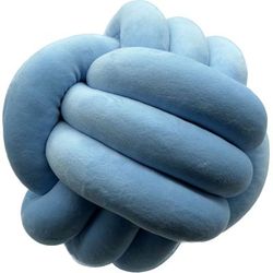 Soft Plush Knott Pillow Ball Cushions by LCM Home Fashions, Inc. in Light Blue