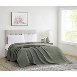 Heritage Cotton Waffle Blanket by Cannon in Green (Size FL/QUE)