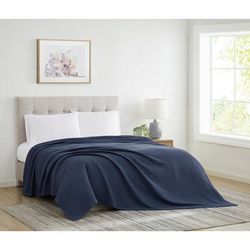 Heritage Cotton Waffle Blanket by Cannon in Blue (Size FL/QUE)