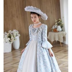 Gotico Rococò Ispirato al vintage Vestito Mascherata Abito da damigella Principessa Shakespeare Tinta unica Abito da ballo Costume Ragazze Halloween Carnevale Giornata universale dell'infanzia Feste