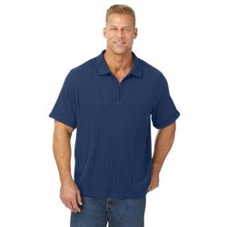 Men's Big & Tall 1/4 Zip drop needle polo by KingSize in Navy (Size 3XL)