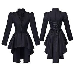 Punk Gotico Medievale Rinascimento Cappotto Costume Cosplay Trench Strega Ragazza gotica Tinta unita Costume Per donna Reale Stile Steampunk Notte di Valpurga Halloween Carnevale Mascherata Evento