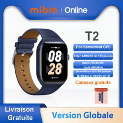 Mibro T2 smartwatch GPS localisation 1,75 pouces AMOLED HD écran métal corps hauteur baromètre mesure 300mah batterie AOD 2atm étanche Bluetooth appel Sport femmes hommes smartwatch