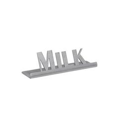 Service Ideas 1C-ST-MILK-SIGN "Milk" Table Tent Sign - 3 1/2"W x 1"H, Brushed Stainless Steel