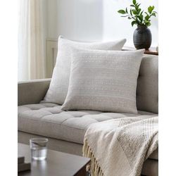 Tavis 18" Square Traditional Beige/Off White Throw Pillow - Boutique Rugs