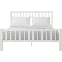 Hampton Wooden Platform Bed in Oak, Queen by Camden Isle in White (Size KING)