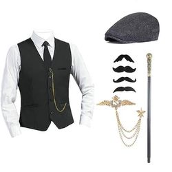 Ispirato al vintage Abiti Costume da festa Berretto Cosplay Fibbia Tinta unita Halloween Colletto italiano visibile Costume Per uomo Halloween Carnevale Festa Sera Casual Quotidiano Festa / Cocktail