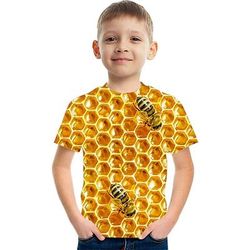 Da ragazzo 3D Color Block 3D Print maglietta Manica corta Stampa 3D Estate Sportivo Streetwear Essenziale Poliestere Rayon Bambino 3-12 anni Esterno Giornaliero Al coperto