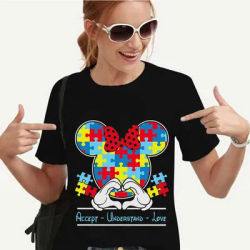 Autism Awareness T-Shirt for Women Accept Understand Love Tees Fashion Y2k Graphic Autism Support