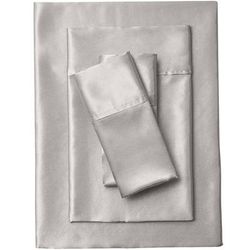 Satin Bedtite Sheet Set by BrylaneHome in Silver (Size FULL)