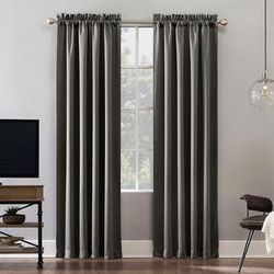 Wide Width Sun Zero™ Oslo 100% Blackout Rod Pocket Panel by BrylaneHome in Gray (Size 52" W 95" L)