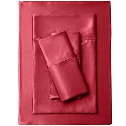 Satin Bedtite Sheet Set by BrylaneHome in Burgundy (Size KING)